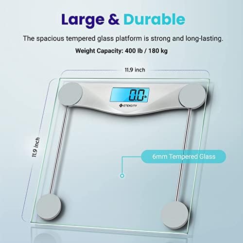 Etekcity Digital Body Weight Bathroom Scale, Large Blue LCD Backlight Display 4