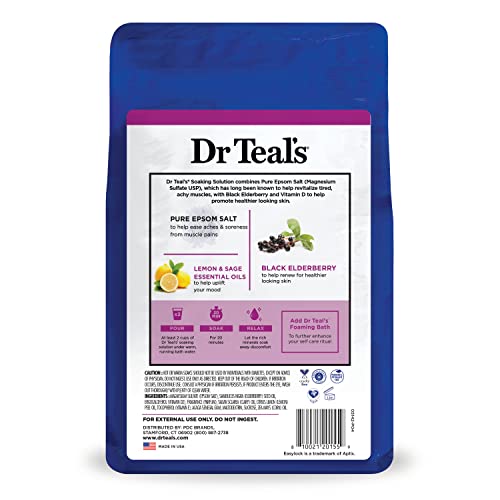Dr Teal’s Pure Epsom Salt Soak, Black Elderberry with Vitamin D, 3 lbs 9