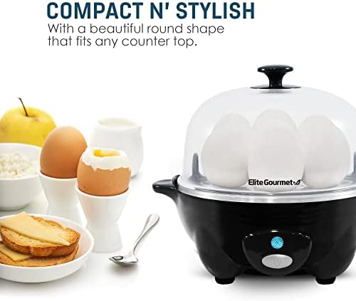 Elite Gourmet EGC-007B# Rapid Egg Cooker, 7 Easy-To-Peel, Hard, Medium 8