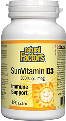Natural Factors - Vitamin D3 1000 IU, Supports Healthy Bones, 180 Tablets