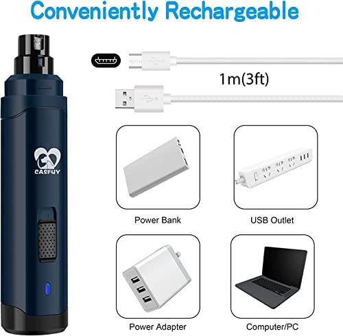 Casfuy Dog Nail Grinder Upgraded – Professional 2-Speed Electric Rechargeable 6