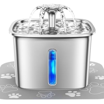 Veken Innovation Award Winner Stainless Steel Cat Water Fountain, 95oz/2.8L
