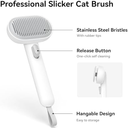 aumuca Cat Brush with Release Button, Cat Brushes for Indoor Cats Shedding 2