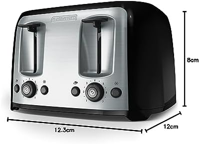 BLACK+DECKER Toaster, 4 Slice, Extra Wide Slots for Bagels and Artisan Breads 8