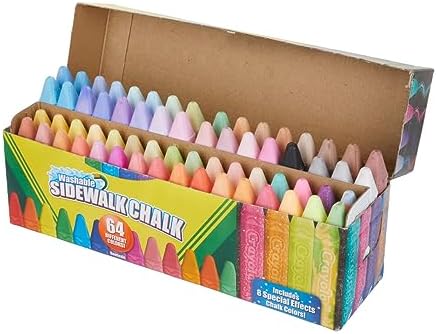 Crayola Ultimate Washable Chalk Collection (64ct), Bulk Sidewalk Chalk 5