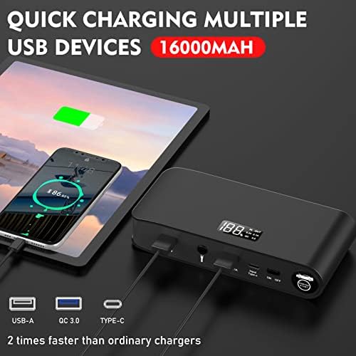1600A Battery Jump Starter 16000mAh Pack 12V with Jumper Cables, Portable USB QC 4