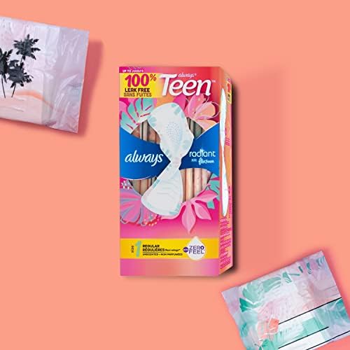 Always Radiant FlexFoam Teen Pads Regular Absorbency, 100% Leak Free Protection 6