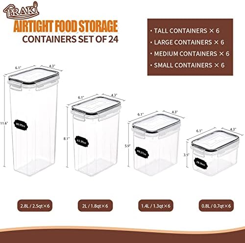 Airtight Food Storage Containers Set with Lids, 24 PCS Clear Kitchen Pantry 2