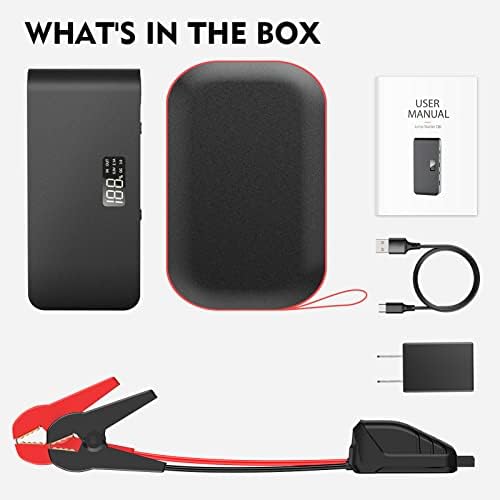 1600A Battery Jump Starter 16000mAh Pack 12V with Jumper Cables, Portable USB QC 7