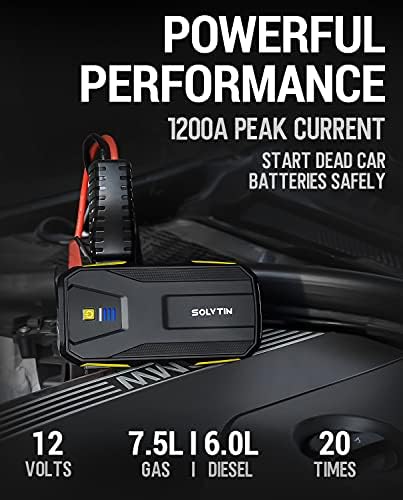 SOLVTIN S6 Multifunctional Jump Starter, 1200A Peak Car Starter for up to 7.0L 2