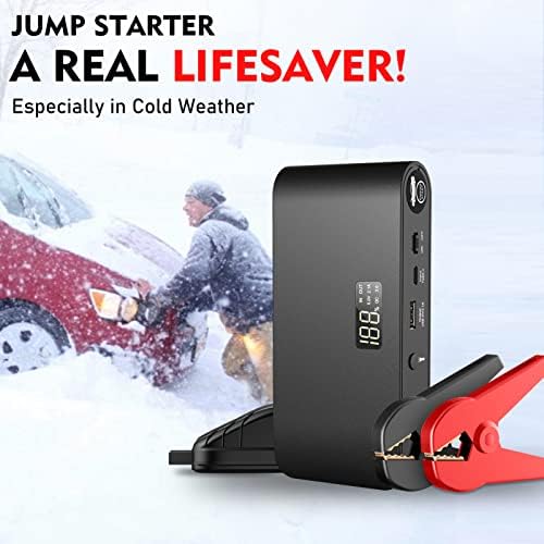 1600A Battery Jump Starter 16000mAh Pack 12V with Jumper Cables, Portable USB QC 5
