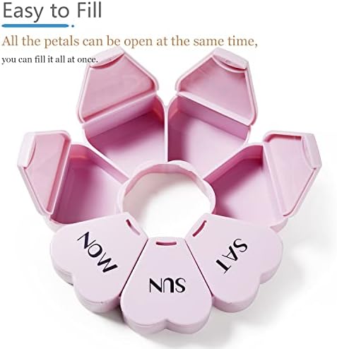 Cute Weekly Pill Box 7 Day, Heart Shaped Pill Case Organizer 1 time a Day 2