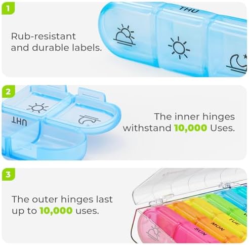 AUVON Weekly Pill Organizer 3 Times a Day, Large 7 Day Pill Box 3 Times a Day 4