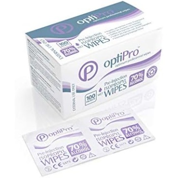 OptiPro Pre-Injection Wipes (x100) - Individually Wrapped Disposable Medical