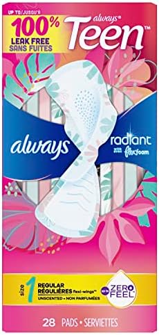 Always Radiant FlexFoam Teen Pads Regular Absorbency, 100% Leak Free Protection 7