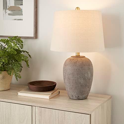 Nourison 23″ Earth Brown Rustic Ceramic Jar Table Lamp for Bedroom 2