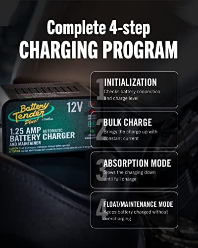 Battery Tender Plus 12V Battery Charger and Maintainer: 1.25 AMP Powersport 6