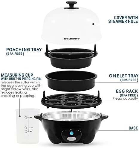 Elite Gourmet EGC-007B# Rapid Egg Cooker, 7 Easy-To-Peel, Hard, Medium 4