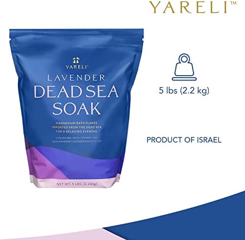 Yareli Dead Sea Bath & Foot Soak, Lavender Magnesium Bath Salt Flakes, Stronger 7