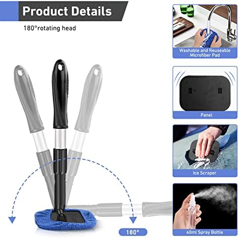 AstroAI Windshield Cleaner, Microfiber car Window Cleaner with 4 Reusable 3