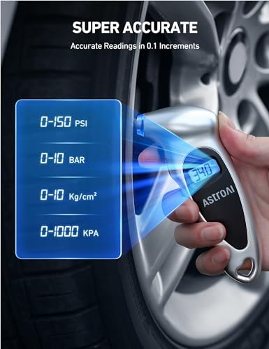 AstroAI Digital Tire Pressure Gauge 150 PSI 4 Settings for Car Truck Bicycle 7