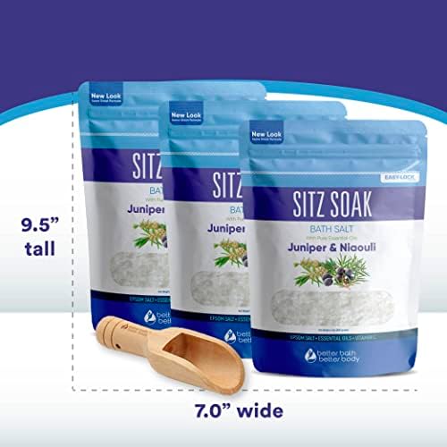 Sitz Bath Salt (3-Pack Plus Scoop) Hemorrhoid Soothing Sitz Soak Epsom Salt 8
