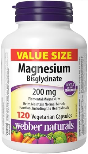Webber Naturals Magnesium Bisglycinate 200 mg, 120 Capsules, Supports Bone