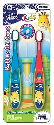 GuruNanda Butter on Gums Toddler Toothbrush (2 Pack) - Multi-Color Kids