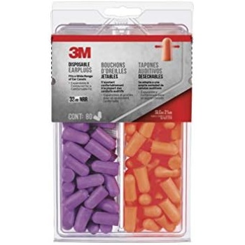 3M Non-corded Disposable Earplugs, Purple and Orange, Lightweight Hearing Protection