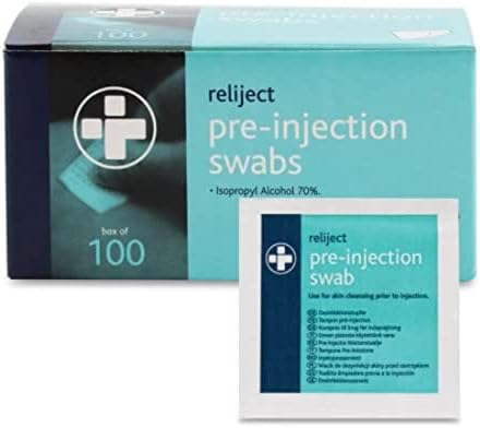 RELIANCE MEDICAL Pre-Injection Swab Wipes - Pack of 100 Individually Wrapped