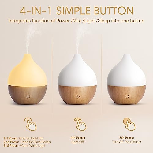 SALKING Essential Oil Diffuser, 100ml Small Aromatherapy Diffuser, Ultrasonic 4