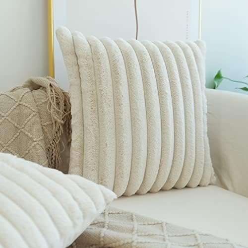 JOJUSIS Pack of 2 Faux Fur Plush Decorative Throw Pillow Covers Couch Cushion 3