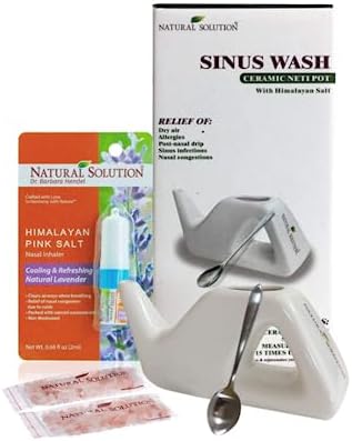 Natural Solution Himalayan Pink Salt Ceramic Neti Pot Sinus Rinse