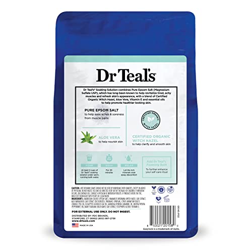 Dr Teal’s Pure Epsom Salt, Clarify & Smooth with Witch Hazel & Aloe Vera, 3lbs 9