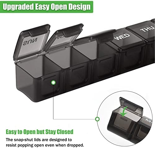 2 Pack Weekly Pill Organizer, Large 7 Day Pill Case, Daily Vitamin Case Medicine 3