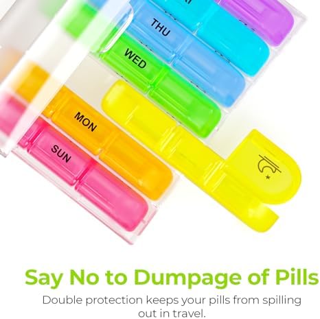 AUVON Weekly Pill Organizer 3 Times a Day, Large 7 Day Pill Box 3 Times a Day 5