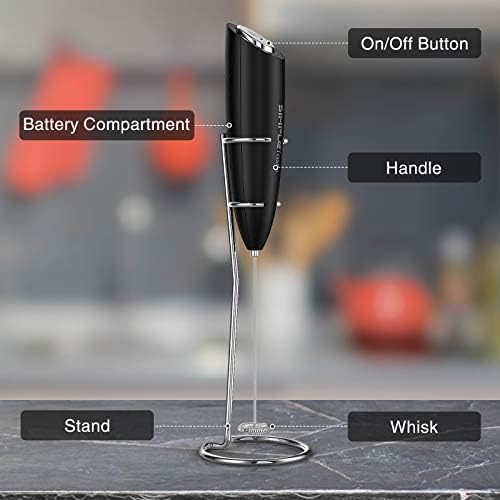 SIMPLETASTE Milk Frother Handheld Battery Operated Electric Foam Maker 6