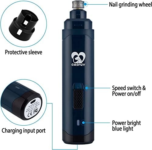 Casfuy Dog Nail Grinder Upgraded – Professional 2-Speed Electric Rechargeable 7