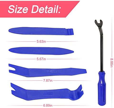 BLAU GRUN 5PCS Auto Trim Removal Tool Kit, Car Interior Door Panel Clip Fastener 2