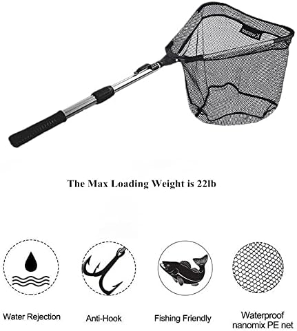 Fishing Net Collapsible, Fish Landing Net with Telescoping Aluminum Handle Extend 4
