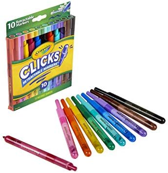 Crayola Clicks Retractable Tip Markers (10ct), Washable Art Marker Set, Coloring 7