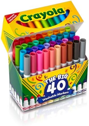 Crayola Ultra Clean Washable Markers (40 Count), Coloring Markers for Kids 3