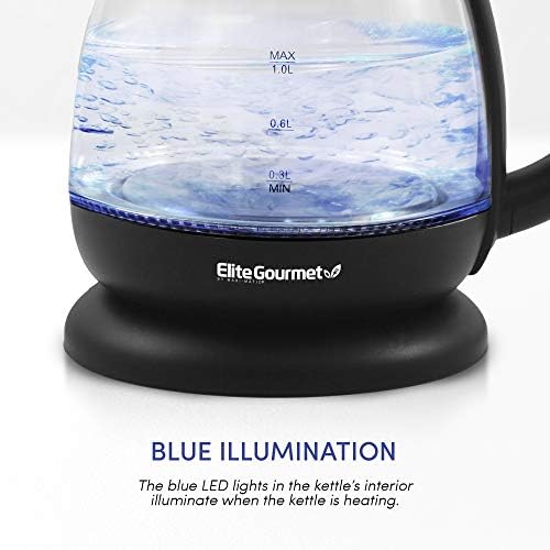 Elite Gourmet EKT1001B Electric BPA-Free Glass Kettle, Cordless 360° Base 4