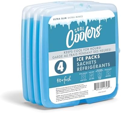Fit + Fresh Cool Coolers Slim, Reusable Ice Packs for Lunch Bags, Beach Bags