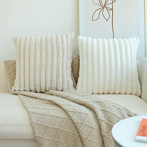JOJUSIS Pack of 2 Faux Fur Plush Decorative Throw Pillow Covers Couch Cushion 7