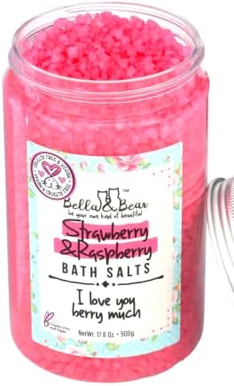Bella & Bear Strawberry & Raspberry Bath Salts, Foot Soak, Detox, Fruity 5