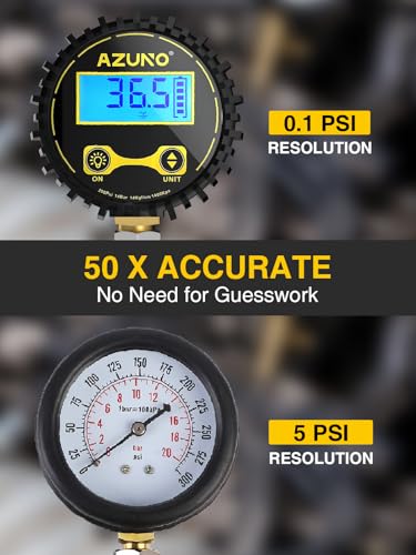 AZUNO Compression Tester Automotive, Digital Compression Gauge 200 PSI 3