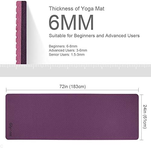Glymnis Yoga Mat Exercise Mat Thick Non Slip Pilates Mat, Anti Tear Durable 5