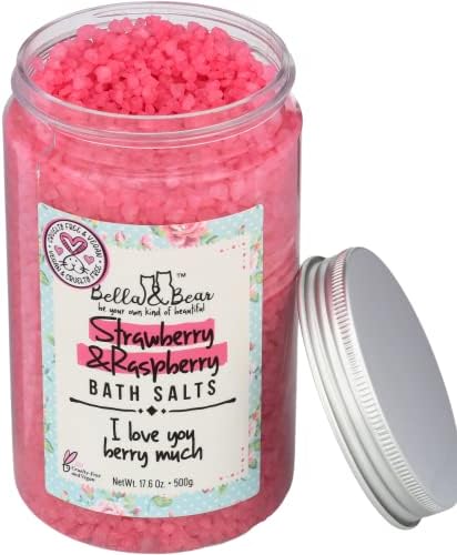 Bella & Bear Strawberry & Raspberry Bath Salts, Foot Soak, Detox, Fruity 7