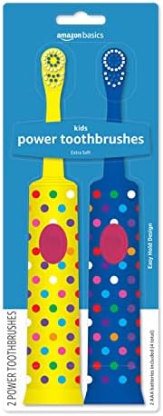 Amazon Basics Kids Battery Powered Toothbrush, 2 Count